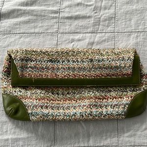 Shiraleah woven clutch with faux leather details